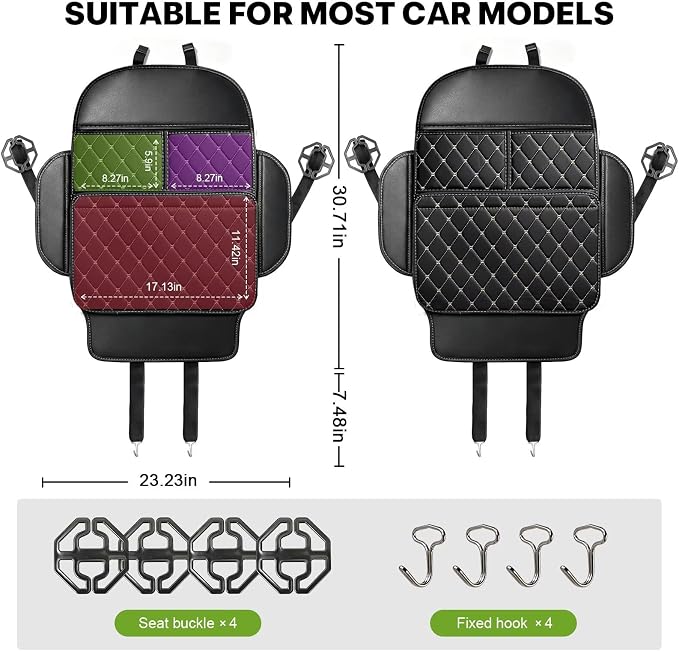 Seat Back Protectors for Kids Car Kick Mats with Large Pocket Organizer Waterproof Dustproof Anti-Scratch Front Seat Back Cover Fits Most Vehicles 2PCS - Image 6
