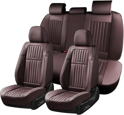 Coverado Car Seat Covers Full Set, Seat Covers for Cars, Car Seat Cover, Car Seat Protector, Leather Car Seat Cushion, Waterproof Car Seat Covers Front Seats and Back Fit for Most Cars(Coffee) by COVERADOAUTO