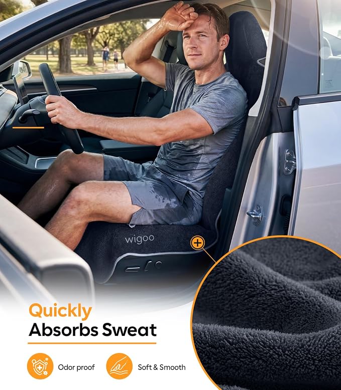 Car Seat Cover Towel, Waterproof, for Use After Gym, Black, 2 Pack | Sweatproof, Odor-proof, Universal Fit, Machine Washable, Non-Slip Backing, Seat Covers for Car, Truck, SUV, Van - Image 2