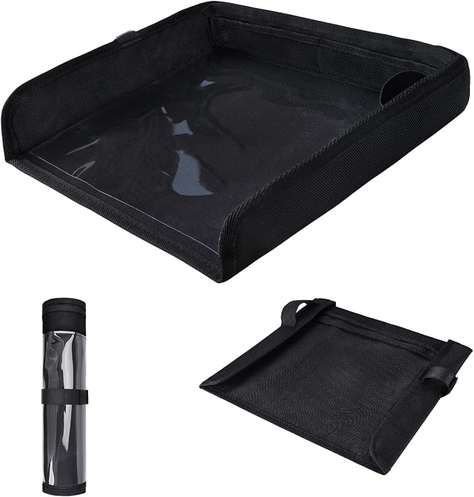 COOLBEBE Airplane Tray Table Cover, Foldable Travel Tray Cover | for Toddlers 1-3, Universal Fit for Airplane, Car Seat, High Chair, Machine Washable, Portable, Black by COOLBEBE