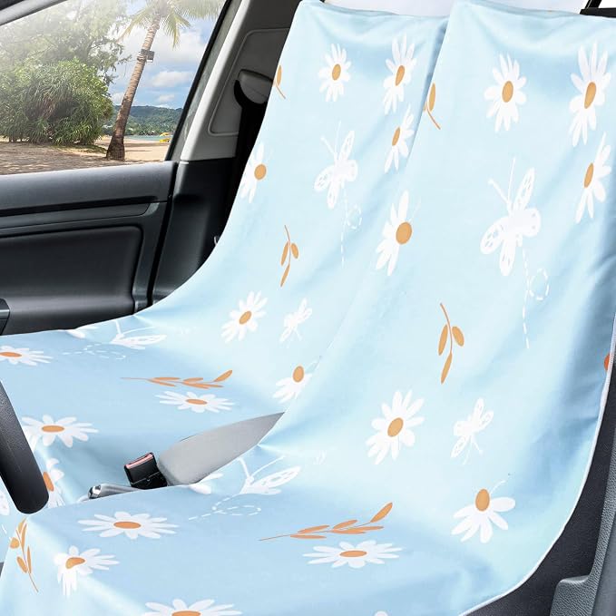Hahafelt 1 Pack Car Seat Towel Cover with Storage Bag, Daisy Style | 63 x 32 in Car Towel Seat Cover Non Slip Waterproof, Gym Workout Swimming Running, Machine Washable Sweat Absorbent Protector - Image 4