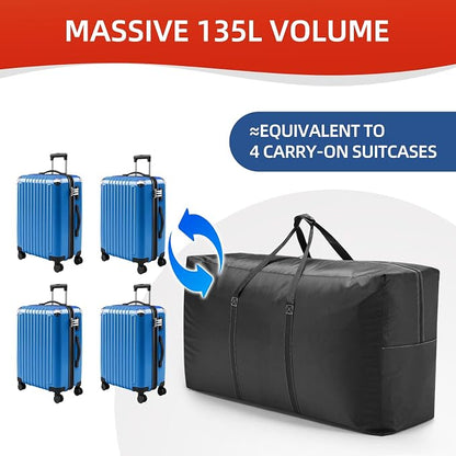 Extra Large travel duffel bag with Strong Handles, Waterproof duffel bag, Durable Zippers, Extra Large Storage Totes for Space Saving and Moving Supplies - Image 9