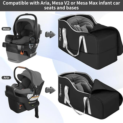 IBVIVIC Car Seat Travel Bag Compatible with UPPAbaby Aria and Mesa, Black | Infant Car Seat Travel Bag Car Seat Cover for Travel - Image 3