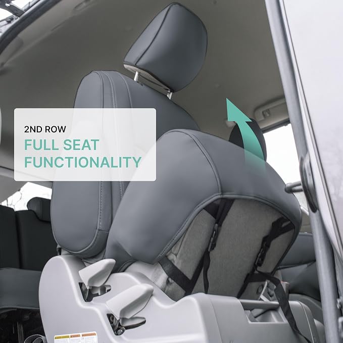 FH Group Custom Fit Car Seat Covers Specifically Made for 2011-2020 Toyota Sienna 7 Passenger, Car Seat Cover 2nd Row, Automotive Seat Covers in Solid Gray Faux Leather, Waterproof and Washable - Image 4