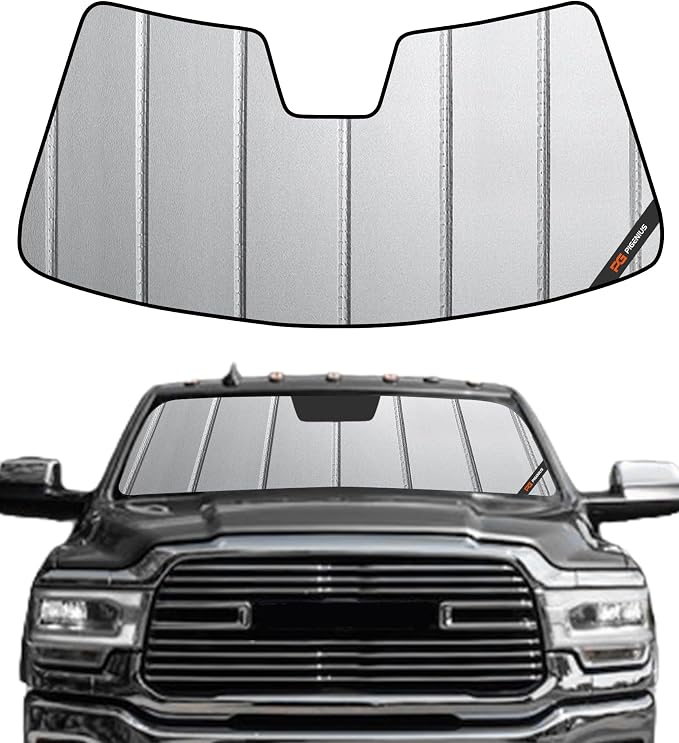 Pigenius Windshield Sun Shade for Ram 2500/3500/4500/5500 2019-2024 with 10 inch Wide Sensor Front Window Sunshade - Safeguard by Pigenius