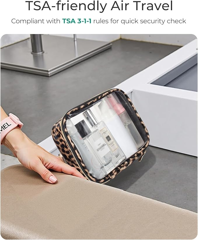 Clear Makeup Bag Set, TSA Approved Clear Toiletry Bag 3 Pack Carry on Travel Packing Organizer Bags Waterproof Clear Makeup Pouch Cosmetic Case with Zipper Car Accessories Essentials for Women - Image 3