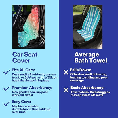 2 Pack Car Seat Towel Covers for Gym, Front Seats, Seashell Beach | Coastal Sweat Protector for Front Seats Premium Thickened with Elastic Strap Breathable & Quick Dry Machine Washable Running - Image 6