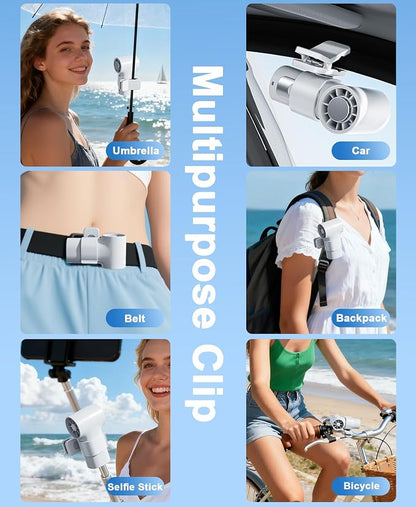 Portable Handheld Mini Fan with Ice Cooling Plate, Personal Clip On Turbo Fan Rechargeable, 18000 RPM 6 Speeds, 360° Detachable Clip, Pocket AC Fans Blow Cold Air for Beach Car Stroller Travel Makeup - Image 5