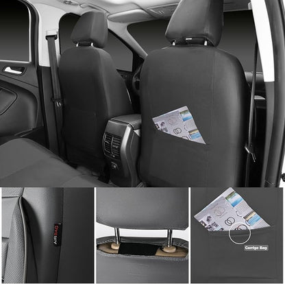 CAR PASS Leather Seat Covers Full Set Universal Water Resistant 3D Foam Back Support, Luxury Comfort Automotive 5 Seat Covers All Season Fit for SUV,Sedan,Van, Airbag Compatible Elegance (Gray) - Image 5