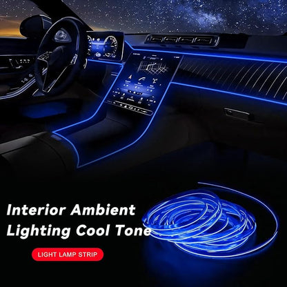EL Wire Interior Car LED Strip Lights, 16.5FT 5V EL Wire Strip Neon Glowing Strobing Light w/ 5mm Sewing Edge, USB Electroluminescent Ambient Lighting Kit for Car Inside Decoration (Blue) - Image 4