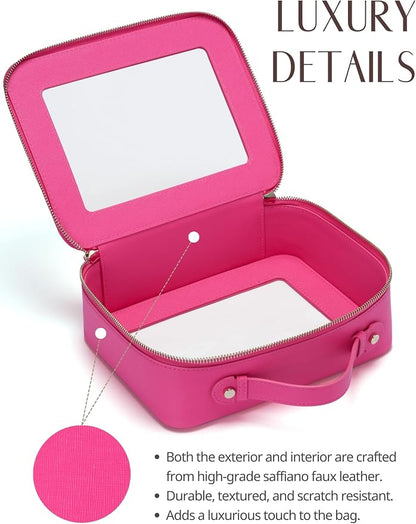 Clear Makeup Bag Travel Cosmetic Case Transparent Toiletry Bag with Zipper, Portable Make Up Organizer Traveling Compact Car Bag for Essentials, Hotpink, Large - Image 6