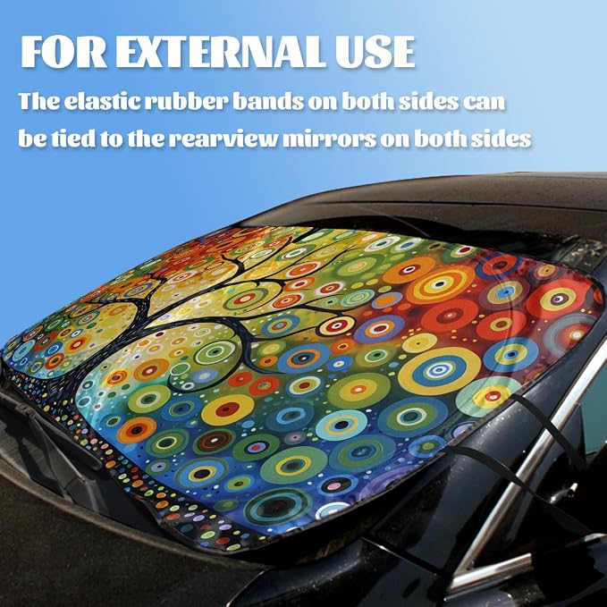 Tree of Life Car Windshield Sunshade, Universal Fit, 59L x 31.5W Inch, UV Protection, Easy to Use and Store - Image 3