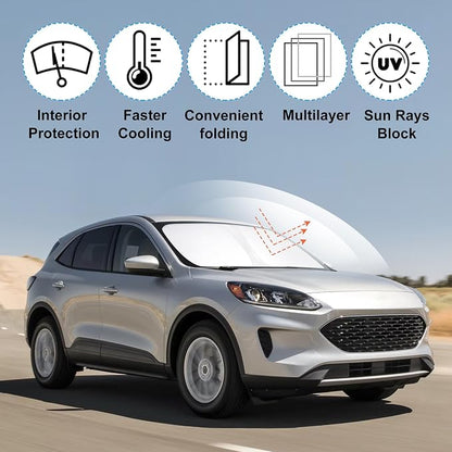 Windshield Sun Shade Sunshade for 2020-2025 2026 Ford Escape | Full covered for windshield, Foldable & Durable, Block UV Rays, Reduce Heat, Easy to install, Keeps Car Cooler - Image 2