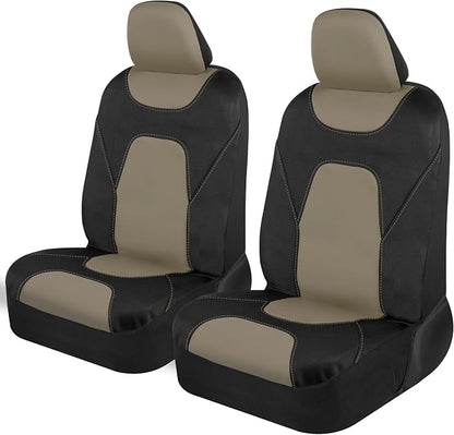 Motor Trend AquaShield Waterproof Front Seat Covers, Beige Seat Covers for Cars – Neoprene Front Car Seats Cover, SUV Seat Covers Protector - Car Interior Cover for Auto, Trucks, & Dog Owners by MotorTrend