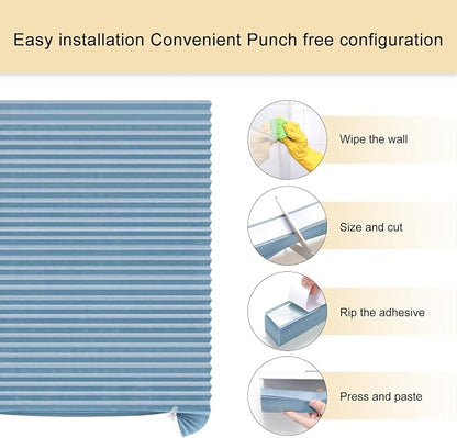 Window Blinds Cordless No Drill Cut to Size Clip On Stick On Self Adhesive Temporary Blinds Pleated Paper Blinds for Windows Doors Shades for Home Nursery Bedroom Kitchen Bathroom | Non-Woven, Light Filtering, Easy Install, Self Adhesive, Pleated Windo... - Image 3
