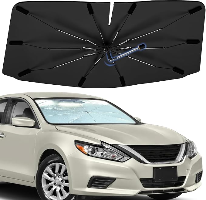 Windshield Sun Shade Umbrella for Nissan Altima 2013-2018 Front Window | Foldable Car Sunshade, 360 Rotation Automotive Interior UV Protection for Outdoor Parking by Bocvam