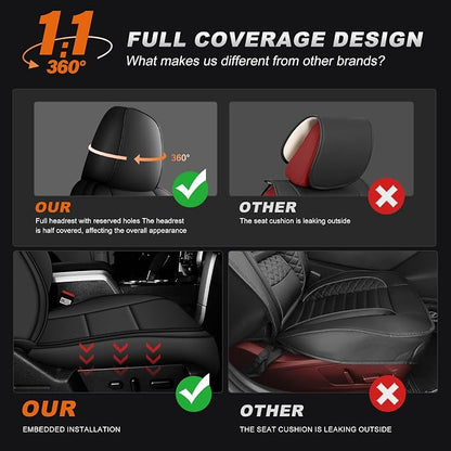 Custom Fit Seat Covers for Toyota RAV4 2013-2018 | Limited XLE SE Platinum Adventure (Not for LE and Hybrid) Full Set Faux LeatherAirbag Compatible Waterproof Black - Image 4