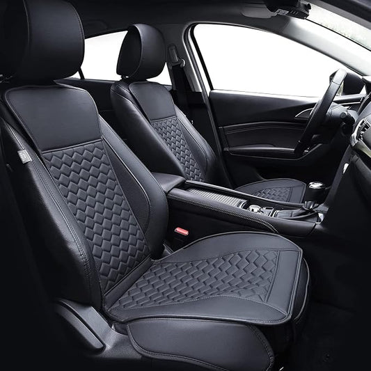 Elantrip Front Seat Covers 2PC Waterproof Faux Leather for Cars SUV Black | Soft faux leather helps protect front seats from spills, wear, and daily mess while giving your interior a cleaner look. by Elantrip