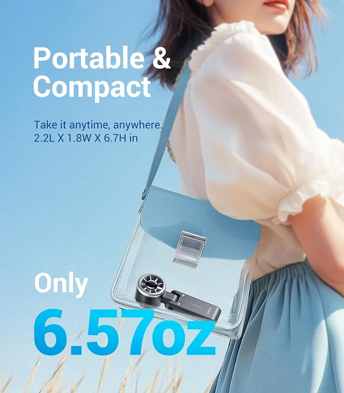 Diveblues Portable Handheld Turbo Fan | 3 IN 1 Hand/Neck/Desk Fan, Up to 12 Working Hours, 5 Gear Wind, Battery Operated, Travel, Working, Outdoor Activities - Image 6