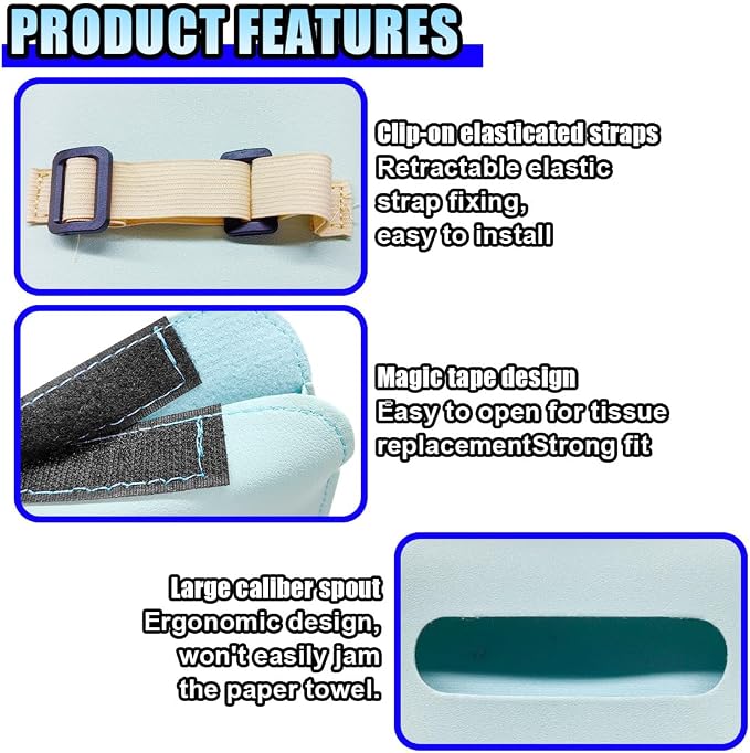Car Visor Tissue Holder - Leather Tissue Box Holders Car Mask Dispenser - Hanging Car Napkin Holder Auto Tissues Dispenser - Rectangular Mask Holders Sun Visor Accessory for Vehicles (Blue) - Image 4