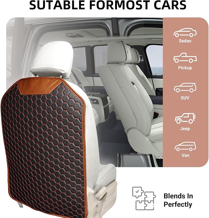 Car Back Seat Protector for Kids' Feet, Waterproof Kick Mat Seat Back Cover, Durable 600D Oxford & Faux Leather Car Seat Back Protector, Easy Clean Universal Fit for Cars SUVs Vans, Red, 1 Pack - Image 5