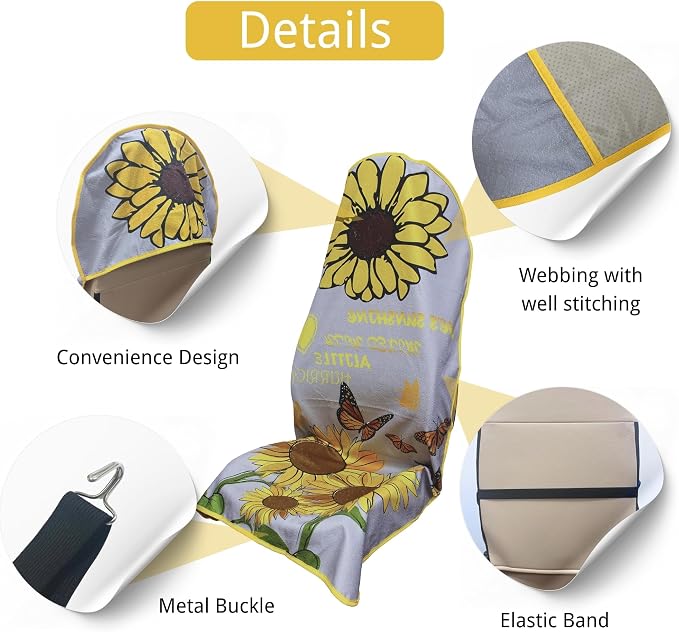 Waterproof Car Seat Cover for Front Seats, Protector for Cars SUVs Trucks, Sweat Towel Seat Covers Bucket for Gym,Workout,Beach,Hiking,Running Swimming (Sun Flower, 1PC) - Image 3