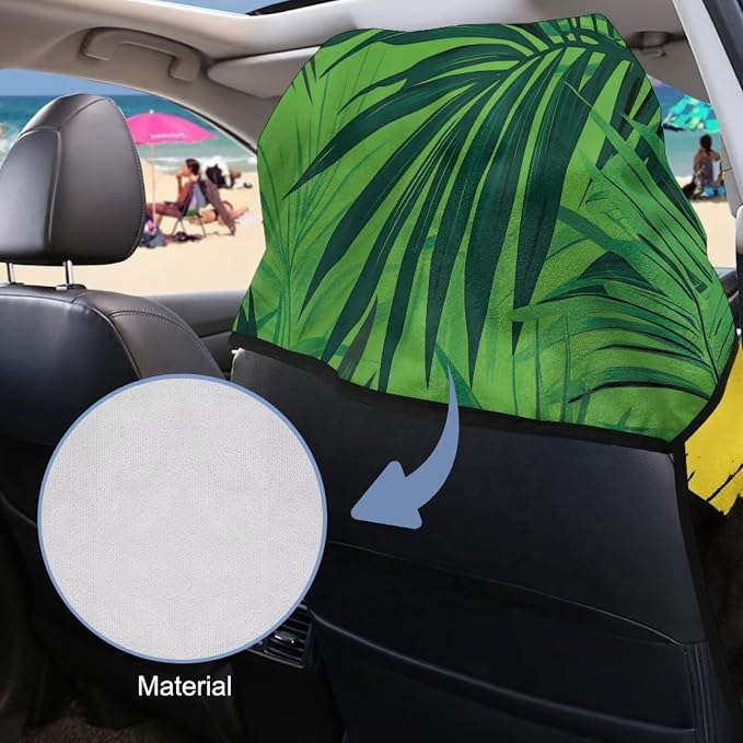 SEANATIVE Car Seat Towel Covers with Storage Bag Seat Post Workout Sweat Washable Cover for Car Towel for Dog Pet Workout Outdoor Sport Activities, Jamaica Palm Print - Image 6