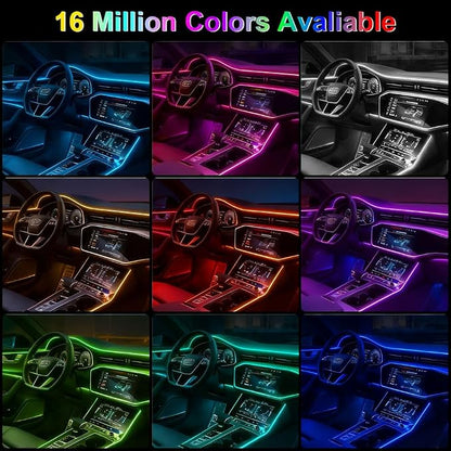 Car LED Interior Strip Lights, TEKSHINNY RGB Car Interior LED Light Wireless APP Button Remote Control, 5 in 1 Fiber Optic Ambient Lighting Kit with 236 Inches, EL Wire Lights for Car Inside - Image 2