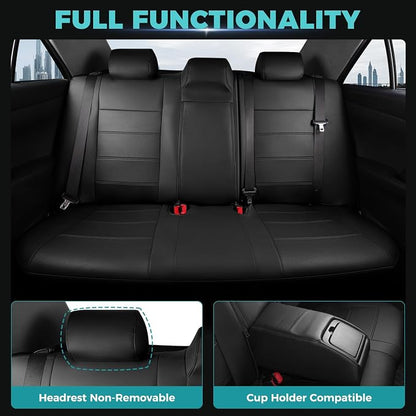 Custom Seat Covers for Toyota Camry 2012-2017, Black | Only Fit for Camry L/LE/XLE 2012-2017, Not for Hybrid, Full Coverage, Faux Leather, Protective, Scratch-resistant, Easy-clean - Image 5