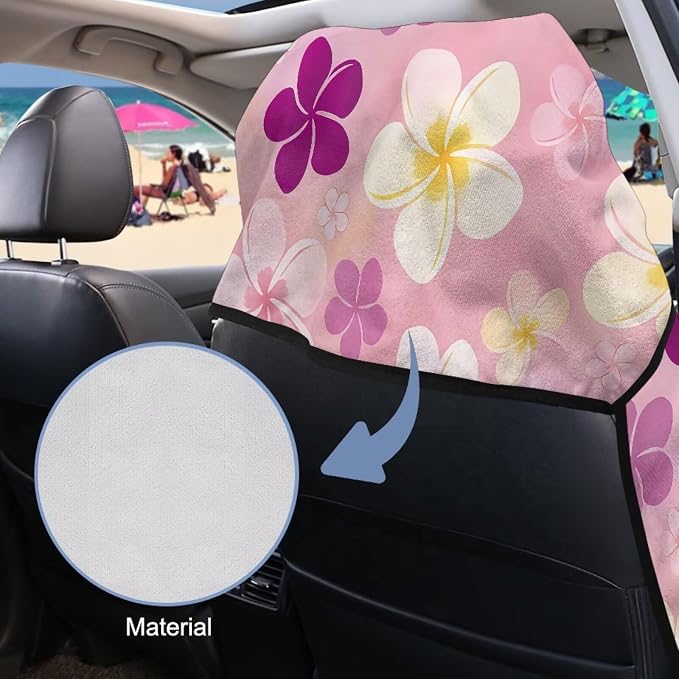 SEANATIVE Breathable Car Seat Towel Cover Sweatproof Automotive Towel - Sweat Towels for Workout, Running & Outdoor Adventures, Plumeria Print - Image 6