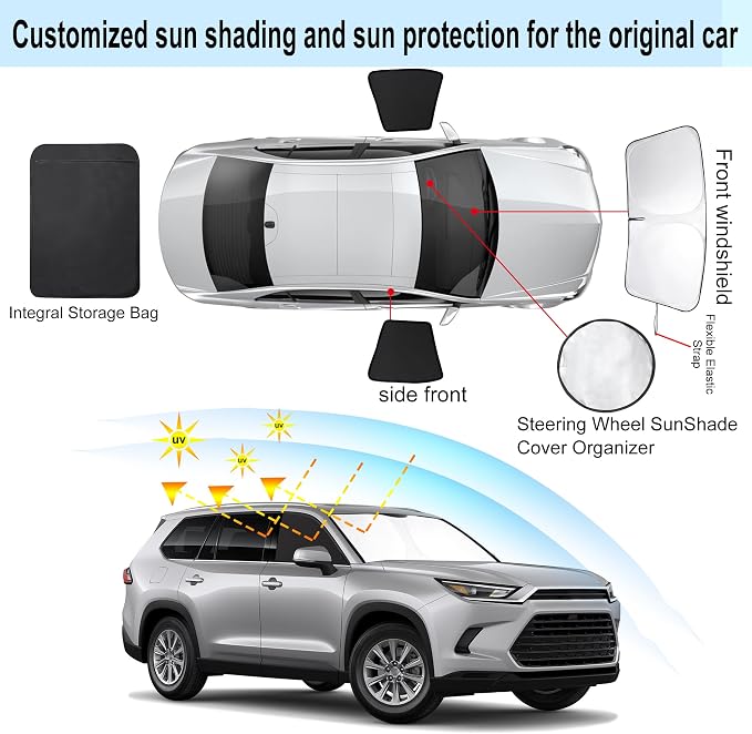 3PCS Car Window Shades Front Windshield Sun Shade Foldable Window Shade Custom Fit for Honda Odyssey 2018-2024 Accessories Car Shades for Front Windows Anti-UV Rays Block Heat - Image 3
