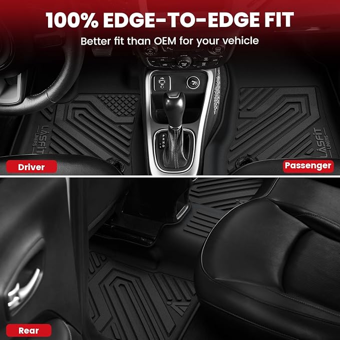 LASFIT Floor Mats Set for Jeep Grand Cherokee 2015 2014 2013 | All Weather, TPE, Custom Fit, Car Mats, Floor Liners, Seat Back Mat, Cargo Liner, Black - Image 5
