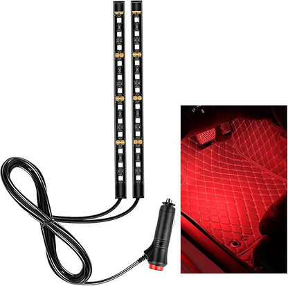 Car LED Strip Light, 12V 24 LEDs RGB Car Atmosphere Lamp with Cigarette Adapter Plug, Vehicle Under Dash Floor Ambient Night Decorative Lighting Kit (Red) by Unknown