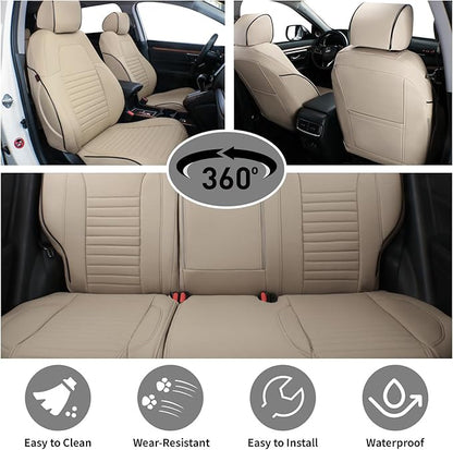 EKR Accord Car Seat Covers for Honda Accord EX-L,Touring,Sport,EX,Hybrid 2018 2019 2020 2021 2022(Rear Row 40/60 Split Backrest),Car Seat Protectors,Waterproof Automotive Seat Covers,Leather(Beige) - Image 4