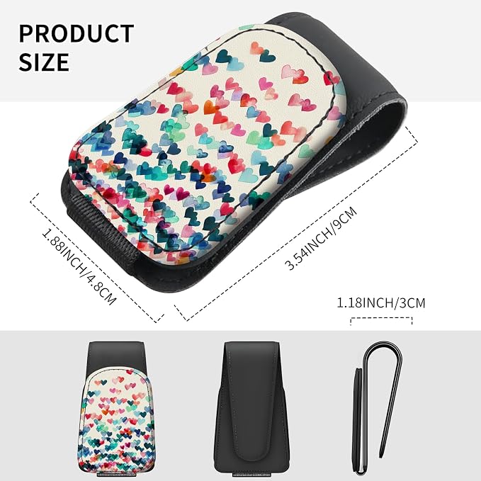 Sunglasses Holder for Car Visor, PU Leather Glasses Clip Organizer, Cute Magnetic Eyeglass Holder for Vehicle Sun Visor, Car Interior Accessory for Women & Men Rainbow Raining Hearts - Image 4