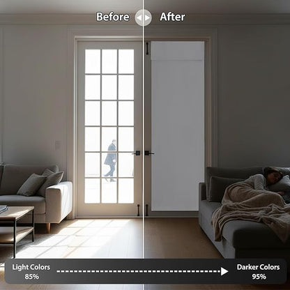RYB HOME French Door Curtain, No Drill, W26 x L72, Pure White, 1 Panel | Self Adhesive, Privacy, Thermal Insulated, For Patio Kitchen Front Entry Front Back Door Glass Window, Renter Friendly - Image 5