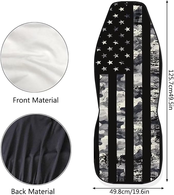 Gray US Flag Front Car Seat Cover 2 Pcs Patriotic Car Seat Covers for Front Seats Removable Automotive Accessories Easy Installation Universal Fit for Cars SUVs and Sedans - Image 7