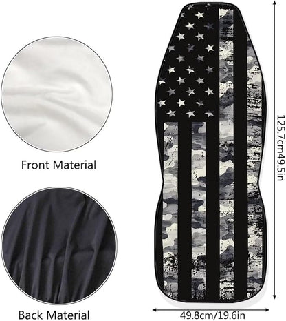 Gray US Flag Front Car Seat Cover 2 Pcs Patriotic Car Seat Covers for Front Seats Removable Automotive Accessories Easy Installation Universal Fit for Cars SUVs and Sedans - Image 7