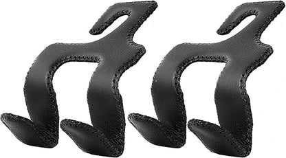 Car Headrest Hooks for Purses and Bags, Upgraded 2 in 1 Cars Back Seat Head Rest Hanger Vehicle Leather Organizer Storage Holder Hook Matching Cars Interior, 2-Pack, Black by LANVRION