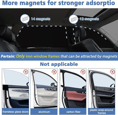 XCBYT Magnetic Car Side Window Shades, 100% Blackout Privacy Curtains | Blackout privacy for camping, naps & work. Keeps your car cool. Fits steel frames only, measure first - Image 4