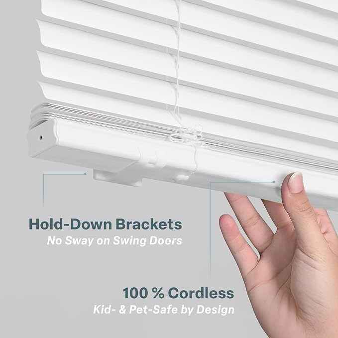 REGAL estate Strong Hold Magnetic Door Mini Blinds, White, 25 x 84 in | No-drill installation, Ideal for offices, kitchens, and magnetic steel entry doors, Light filtering, Cordless 1 in slats - Image 5
