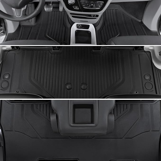 Floor Mats for 2017-2026 Chrysler Pacifica 7/8-Seats Accessories | Not Fit Hybrid, Full-Coverage Mats Set with Cargo Liner, Odorless & Durable, All-Weather Protection, 3D Laser Fit - Image 3