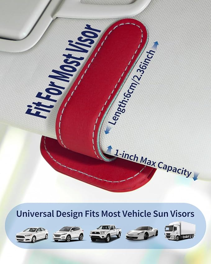 Sunglass Holder for Car, Heart Shape Leather Car Visor Sunglasses Holder, Universal Car Interior Visor Accessories - Image 3