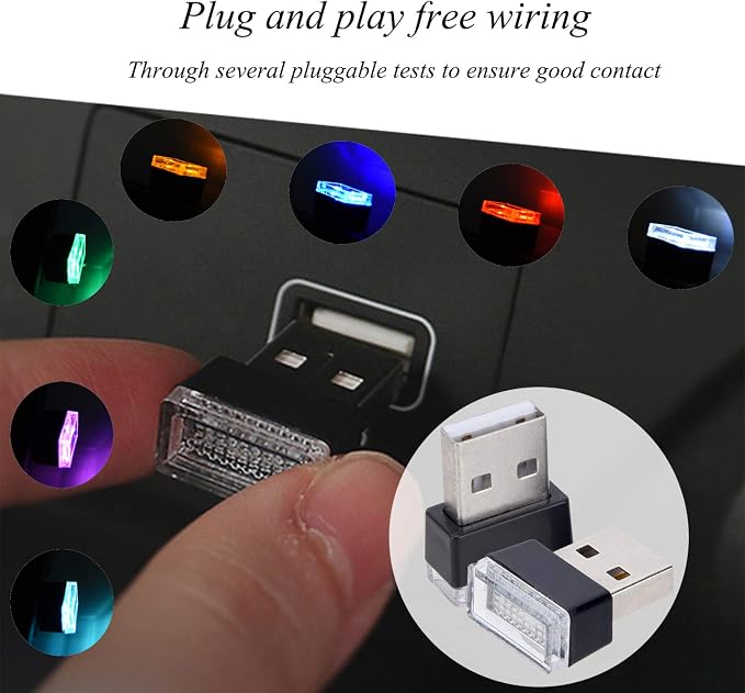 Febrytold 2 Pcs White Universal Mini USB LED Car Interior Ambient | The Cold Light Does Not Generate Heat and Will Not Damage The Interior of The Vehicle Even When Used for A Long Time - Image 4