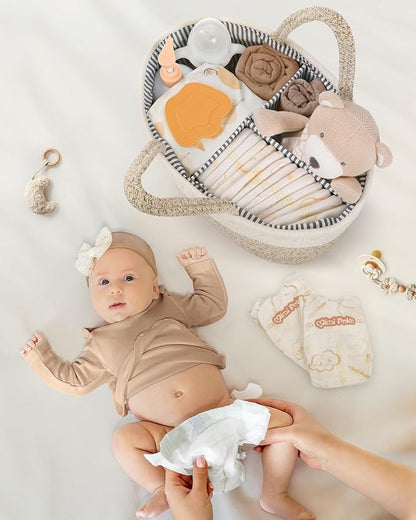 Maliton Extra Large Diaper Caddy Organizer, Cotton Rope Nursery Basket, Portable Organizer for Changing Table, Car, Diaper Storage for Baby Stuff for Newborn - Image 6