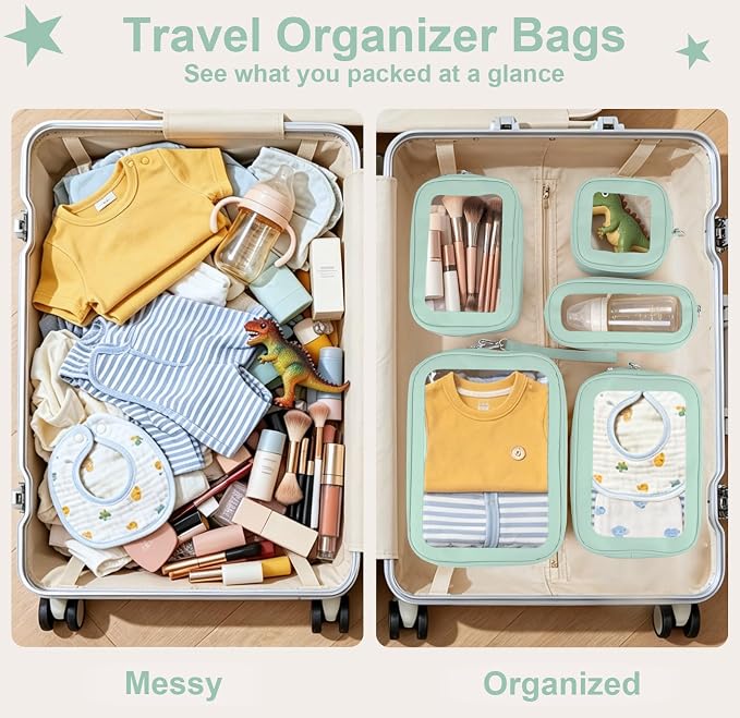 5PCS Clear Makeup Bags with Handles, TSA Approved Toiletry Bags, Diaper Bag Organizer Pouch, TPU Car Storage Organizer with Zippers, Waterproof Travel Organizer Bag for Women - Image 9