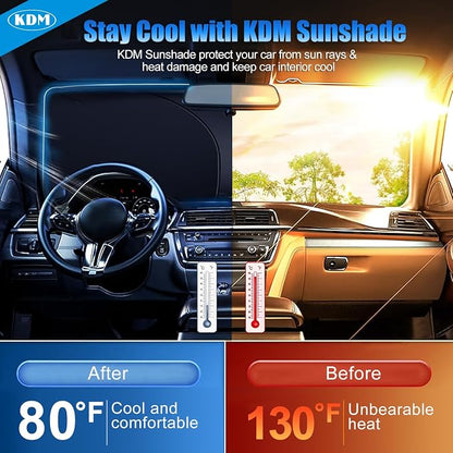 KDM Laser Silver Style Windshield Sun Shade for Honda CR-V 2017-2022 | 2018 2019 2020 2021 CRV,Foldable Front Reflective Windows Sunshade Visor Protector Blocks UV Rays Heat - Image 2