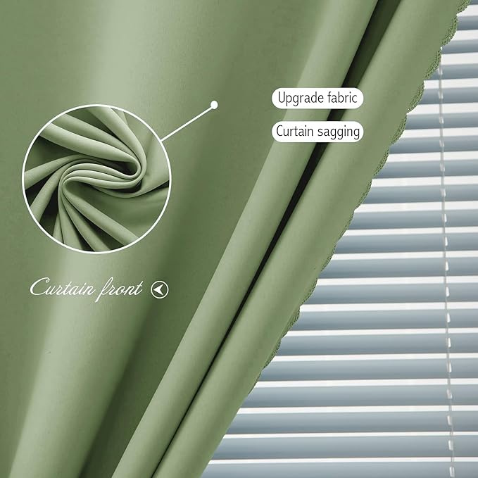 Magic Tape Blackout Curtains for Bedroom No Drillng Self Adhesive Curtains No Rod Small Window, 47" W X 79" L, Sage Green, 1 Panel - Image 5
