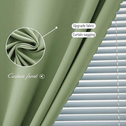 Magic Tape Blackout Curtains for Bedroom No Drillng Self Adhesive Curtains No Rod Small Window, 47" W X 59" L, Sage Green, 1 Panel - Image 5