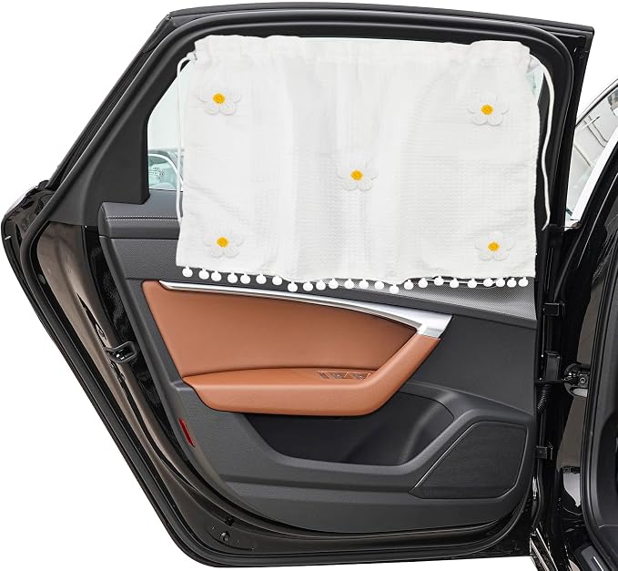 Car Side Window Sun Shade Privacy Curtain for Baby, Car Window Screen, 25"x18" Sun Protection Curtain, Blackout UV Protection Window Shades with Suction Cup for Back Seat (Five Small Flowers) by Unknown